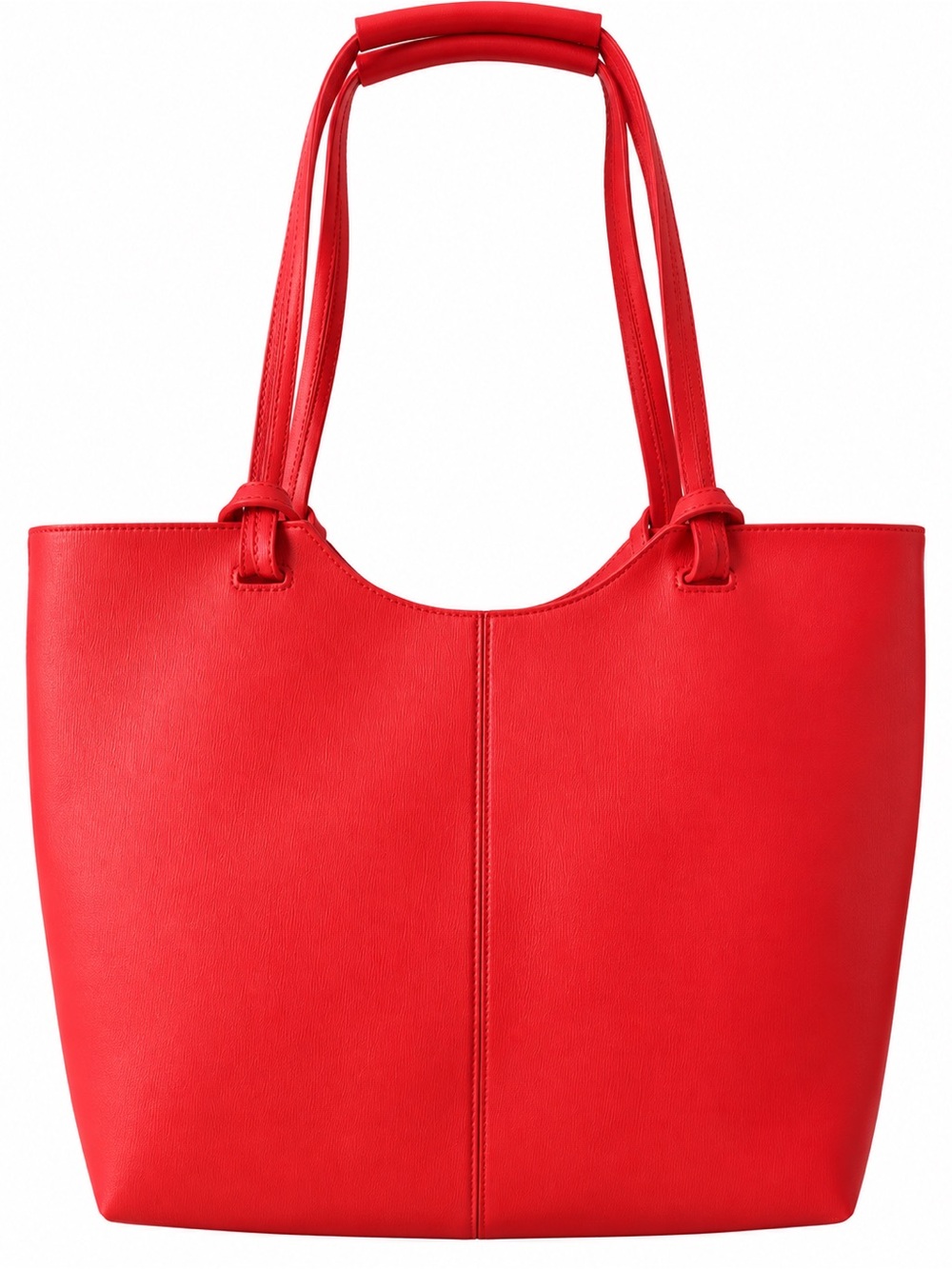 Neiman Marcus Large Red Faux Leather Tote Bag Shoulder Carryall